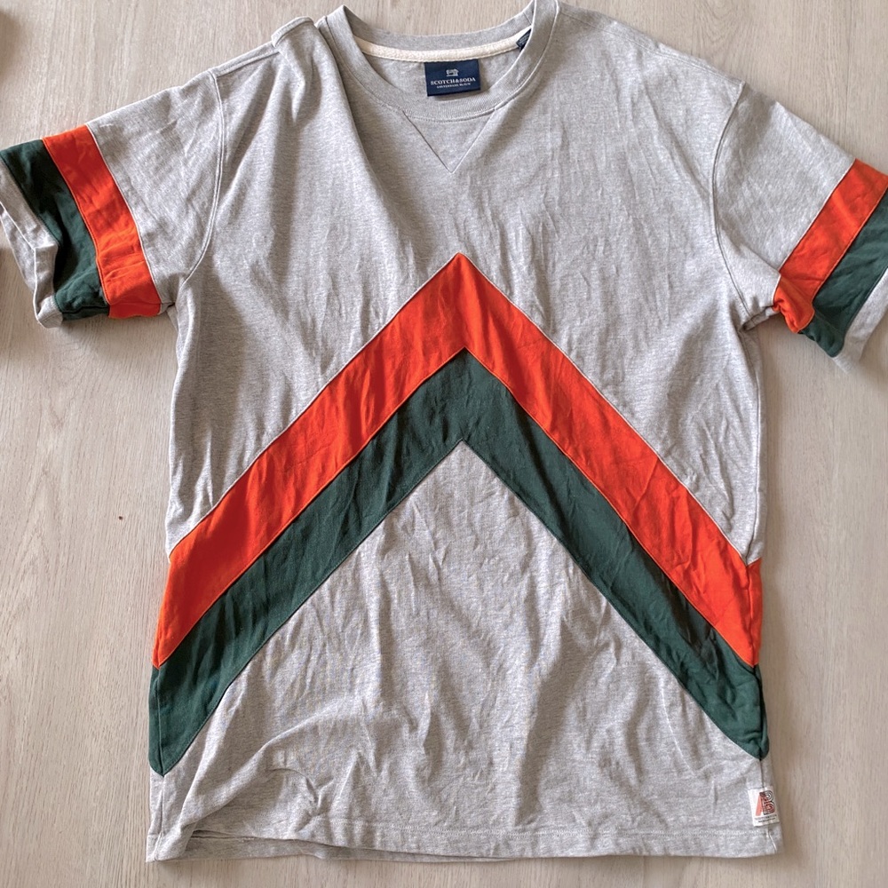 Scotch & Soda Amsterdams Blauw Echelon Colorblock T-shirt In Grey Melange